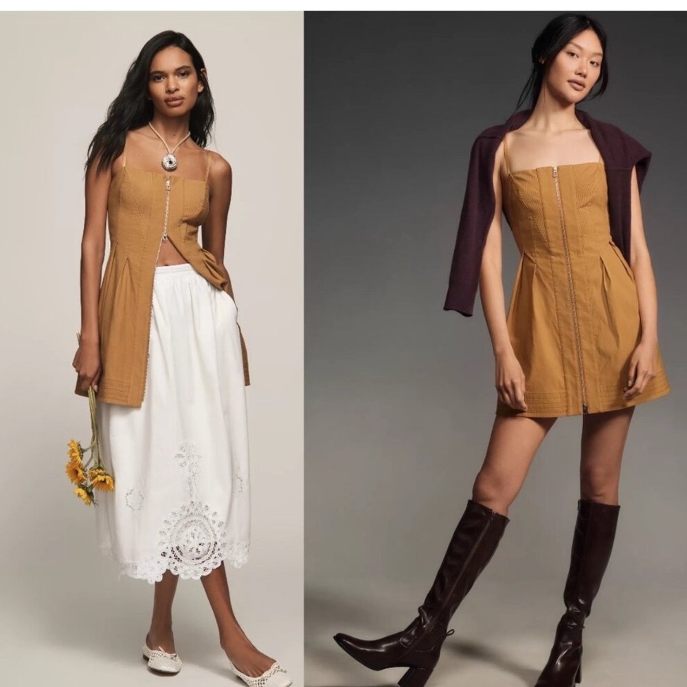 MAEVE New Anthropologie Structured Zip-Front Mini Dress Size XL